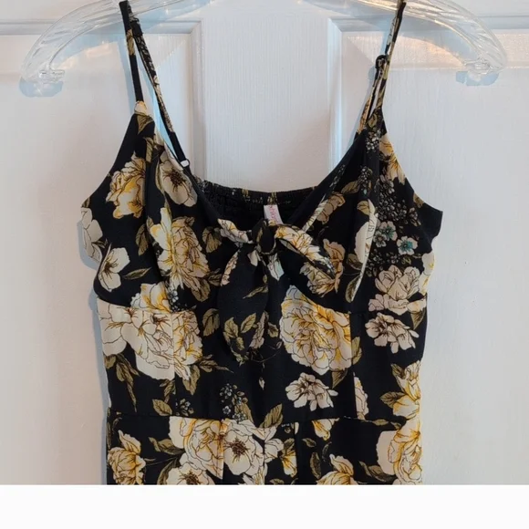 👋 FINAL MARKDOWN CLOSET CLOSINNG WT Spring Navy Blue Floral Jumpsuit Leg Slit - Picture 4 of 9